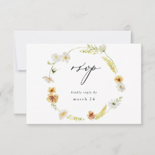 Floral Branco e Amarelo com RSVP de Refeições