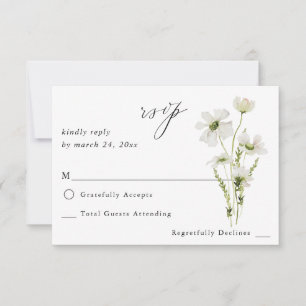 Floral branco e amarelo sem RSVP 3 de refeições