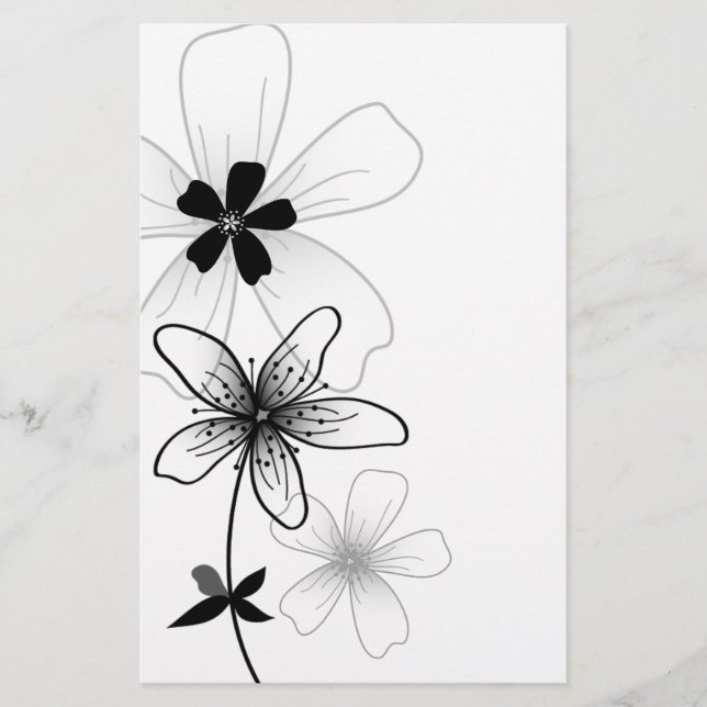 Floral Branco e Preto Elegante (Frente)