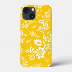 Floral Branco em Fundo Amarelo de Primavera