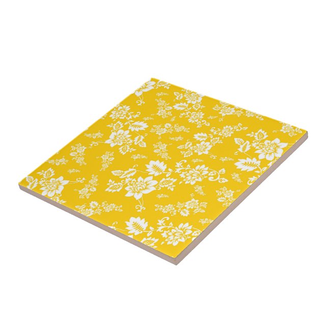 Floral Branco em Fundo Amarelo de Primavera (Lateral)