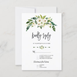 Floral Branco Moderno com Caligrafia RSVP