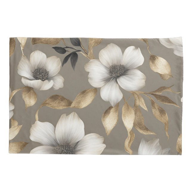 Floral branco preto Dourado claro (Traseira-Esquerda)