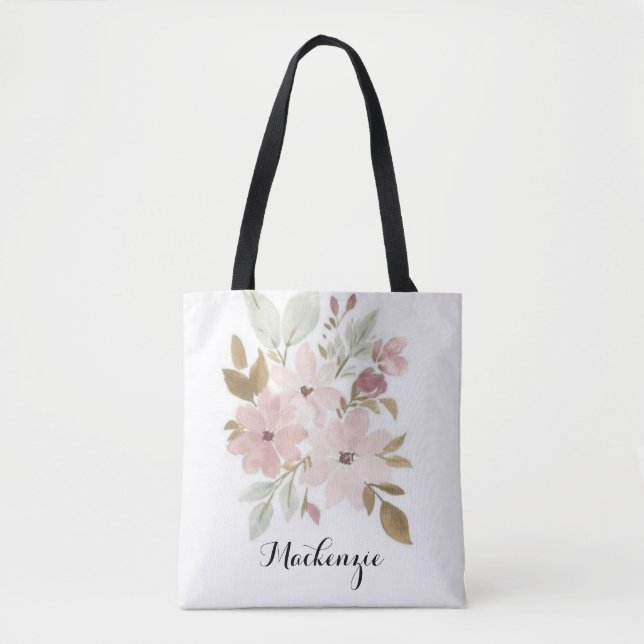 Floral Bridesmaid Gift Personalizado Tote Bag (Frente)