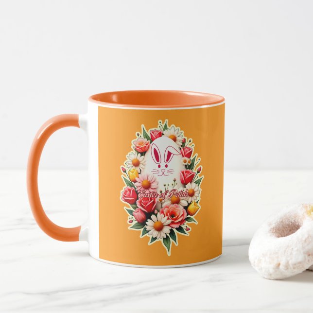 Floral Bunny – Spring Easter Illustration - caneca (Com Donut)