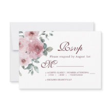 Floral Burgundy Dusty Rosa Rosa Casado RSVP