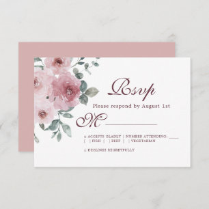 Floral Burgundy Dusty Rosa Rosa Casado RSVP