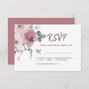Floral Burgundy Dusty Rosa Rosa Casado RSVP