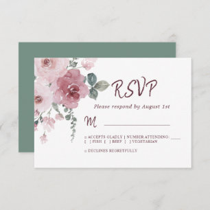 Floral Burgundy Dusty Rosa Rosa Casado RSVP