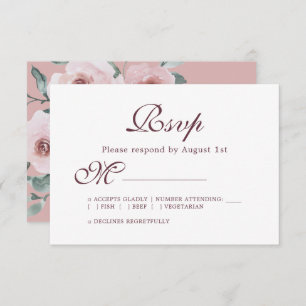 Floral Burgundy Dusty Rosa Rosa Casado RSVP