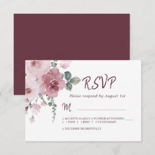 Floral Burgundy Dusty Rosa Rosa Casado RSVP