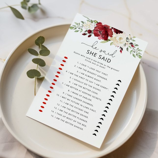 Floral burgundy Ele disse que ela disse jogo de no (Criador carregado)