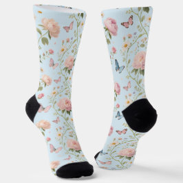 Floral Butterfly Watercolor Socks