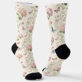 Floral Butterfly Watercolor Socks