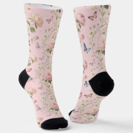 Floral Butterfly Watercolor Socks