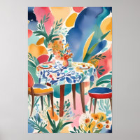 Floral Café Sonha Um Poster De Estilo Matisse