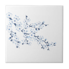 Floral Cerejeira Azul Branco