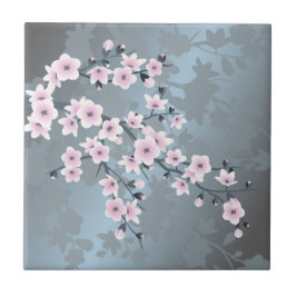 Floral Cerejeira Rosa Azul Empolado