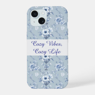 Floral Chinoiserie Blue Toile com texto personaliz