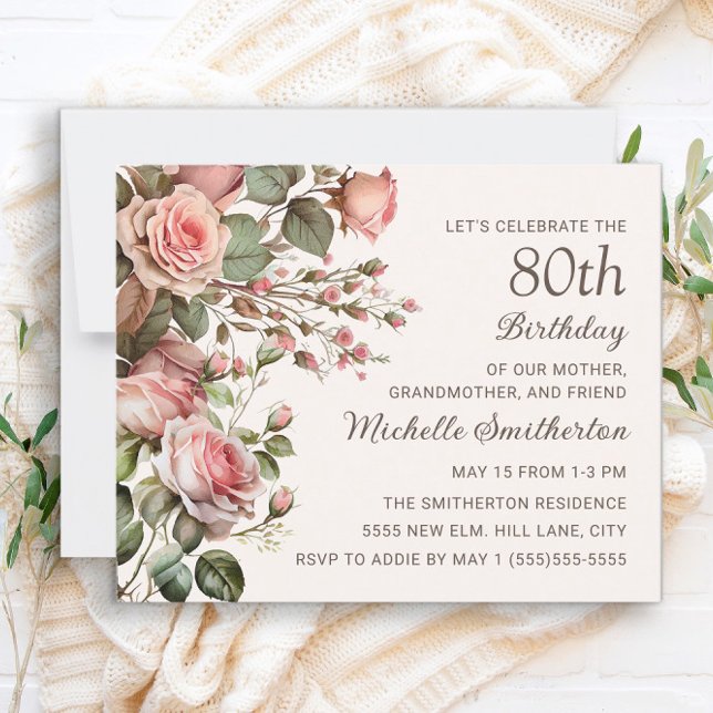 Floral cor-de-rosa 100ª 80 Avó Aniversário (Criador carregado)