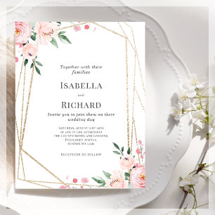 Floral Cor-de-rosa Convite Para Casamento