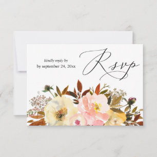 Floral cor-de-rosa e amarelo com placa RSVP de ref