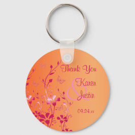Floral cor-de-rosa e laranja com Chaveiro de borbo