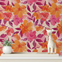 Floral Cor-de-Rosa e Laranja Ousado Descasque e Co