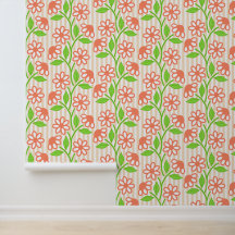 Floral Coral e Limão em Listras de Cabana
