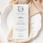 Floral Crest Monogramas Menu Plano de Casamento<br><div class="desc">Menu de casamento do monograma da crista floral.</div>