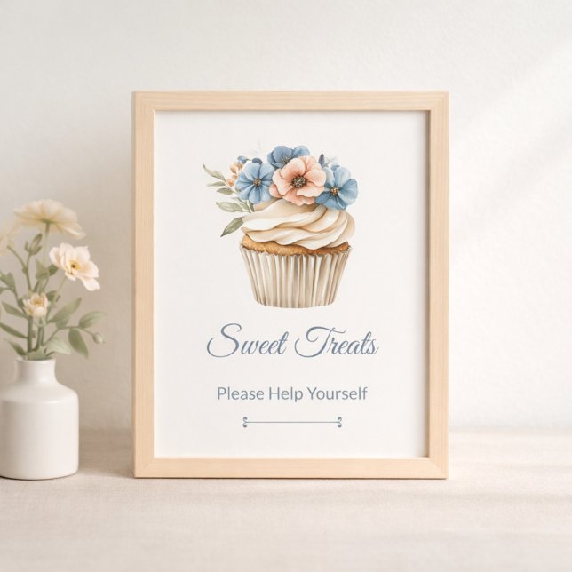 Floral Cupcake Bridal Shower Dessert Table Sign (Criador carregado)