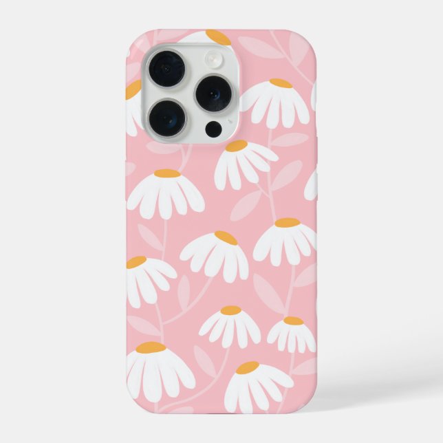 Floral Daisies Pattern Pink & White (Verso)