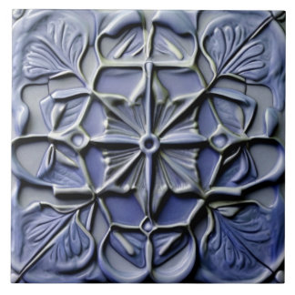 Floral Dark Indigo Blue Faux Alivio Cruz Flor