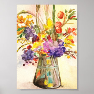 Floral de Aquarela 5x7 Canvas de Brilho de Poster