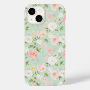 Floral de Aquarela a Rosa e Pêssego