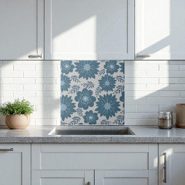 Floral de Aquarela de Prata Azul