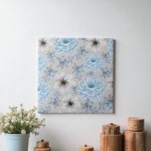 Floral de Aquarela de Prata Azul