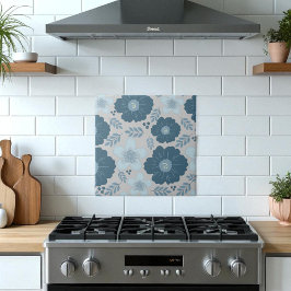 Floral de Aquarela de Prata Azul