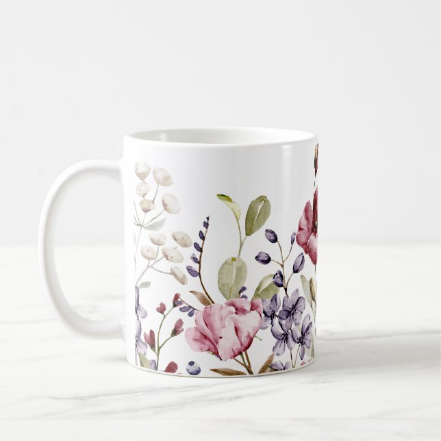 Floral de Aquarela Elegante - Caneca Artística (Esquerda)
