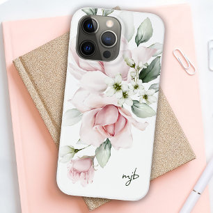 Floral de Aquarela Feminina com Iniciais de Monogr