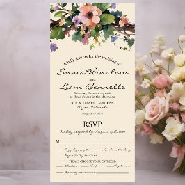 Floral de aquarela, tudo em um Convite de casament