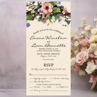 Floral de aquarela, tudo em um Convite de casament