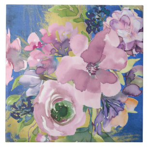 Floral de Aquarelas de Blues de lavanda