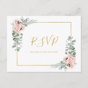 Floral de Blush Elegante   Cartão postal RSVP de 