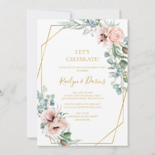 Floral de Blush Elegante   Convite à celebração
