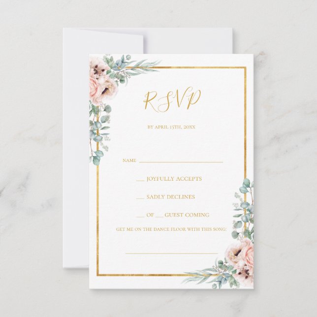Floral de Blush Elegante | Placa RSVP de Solicitaç (Frente)