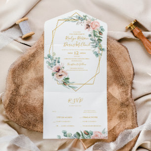 Floral de Blush Elegante   Selo E Envio