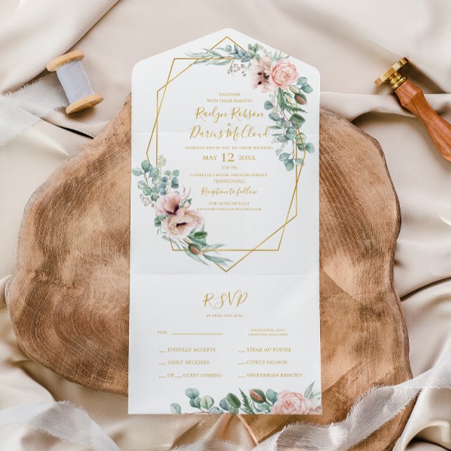 Floral de Blush Elegante | Selo E Envio (Criador carregado)