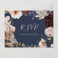 Floral de Blush Moderno | Cartão postal RSVP de Ca