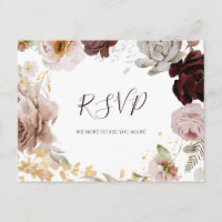 Floral de Blush Moderno | Cartão postal RSVP de Ca